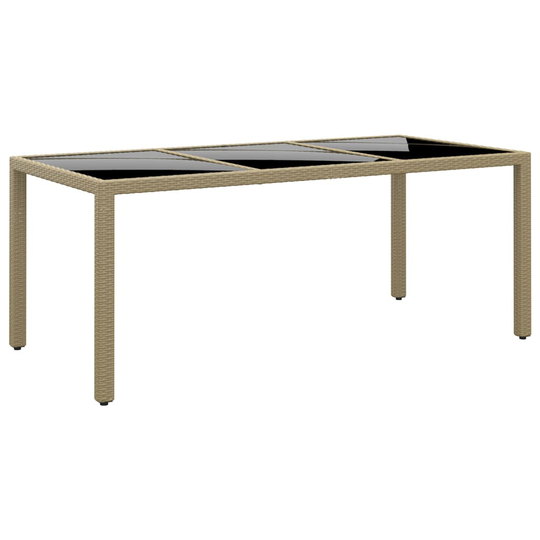vidaXL Utebord 190x90x75 cm härdat glas och konstrotting beige