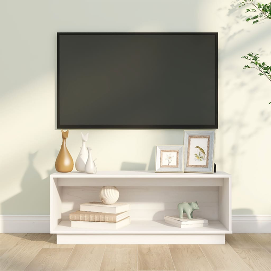 vidaXL Tv-bänk vit 90x35x35 cm massiv furu