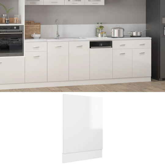vidaXL Front för diskmaskin vit högglans 45x3x67 cm spånskiva