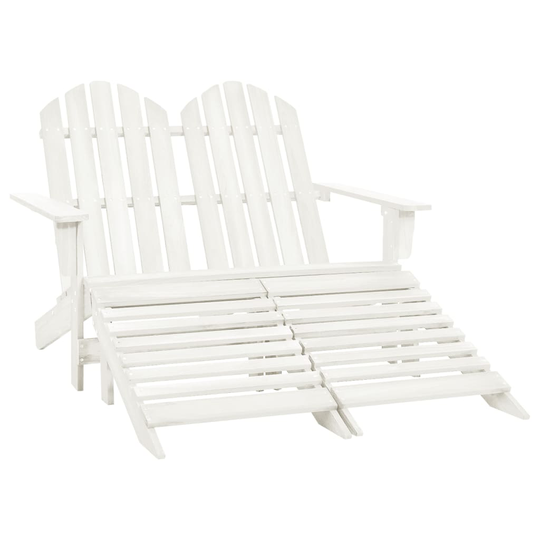 vidaXL Adirondackstol med fotpall 2-sits vit granträ