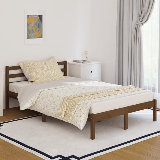 vidaXL Sängram massiv furu 120x200 cm honungsbrun
