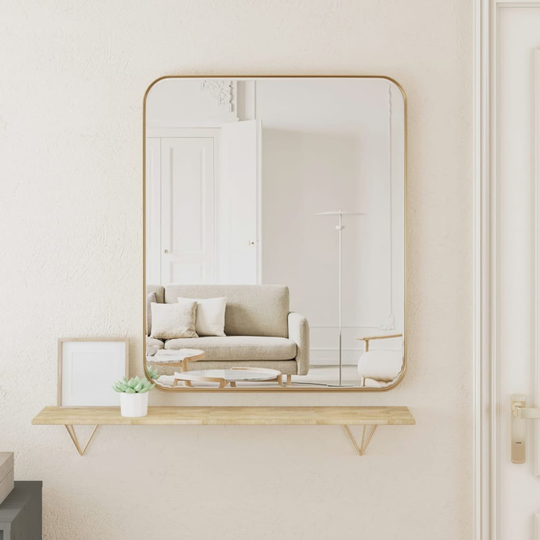 vidaXL Väggmonterad spegel guld 50x60 cm rektangulär