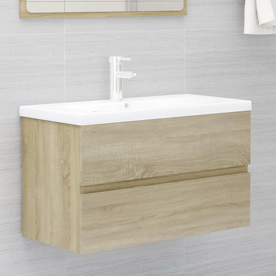 vidaXL Tvättställsskåp sonoma-ek 80x38,5x45 cm spånskiva