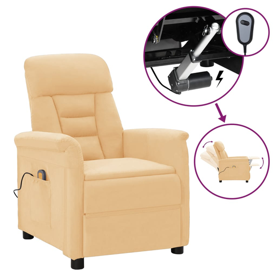 vidaXL Elektrisk massagefåtölj gräddvit konstmocka