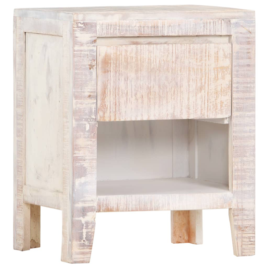 vidaXL Sängbord vit 40x30x50 cm massivt acaciaträ