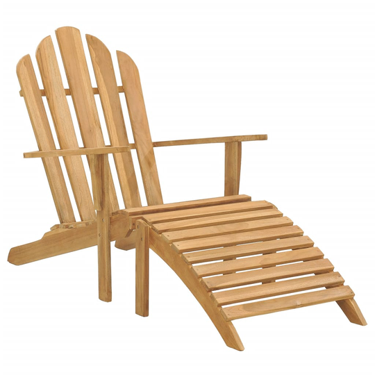 vidaXL Däckstol med fotpall massiv teak