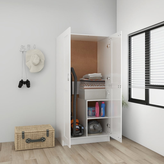 vidaXL Garderob vit högglans 82,5x51,5x180 cm konstruerat trä