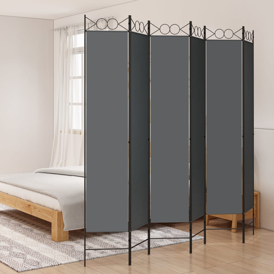 vidaXL Rumsavdelare 6 paneler antracit 240x220 cm tyg