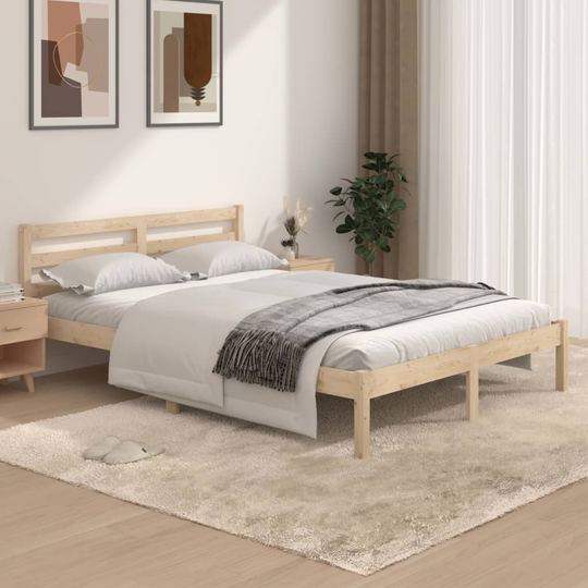 vidaXL Sängram massiv furu 135x190 cm 4FT6