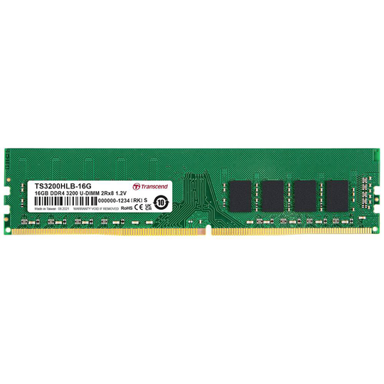 Transcend TS3200HLB-16G Internminne Desktop Modul 16 GB 1 x 16 GB DDR4-SDRAM 3200 MHz CL22