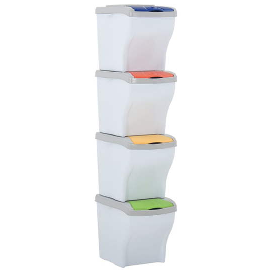 vidaXL Stapelbara soptunnor 4 st 80 L vit