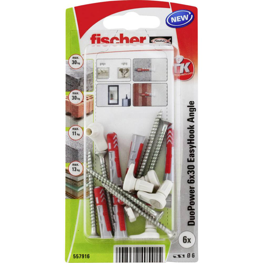 Fischer DuoPower 6x30 EasyHook Angle K (6) Pluggsortiment 557916 1 set
