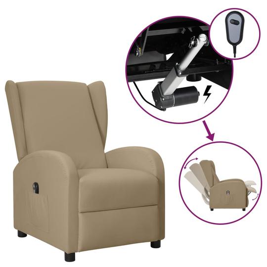 vidaXL Elektronisk reclinerfåtölj cappuccino konstläder