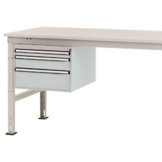 Manuflex ZB4665.7035 Infällbar låda, användbar höjd 300 mm med 3 skjutbara fack. För bordsdjup 800 mm