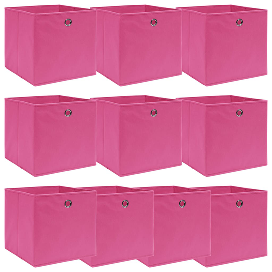 vidaXL Förvaringslådor 10 st rosa 32x32x32 cm tyg