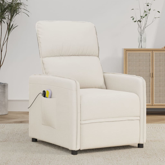 vidaXL Elektrisk massagefåtölj Beige mikrofibertyg
