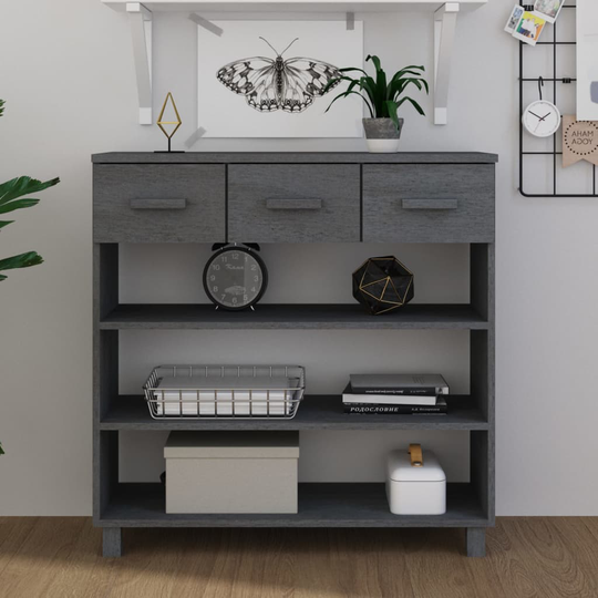 vidaXL Soffbord mörkgrå 90x35x90 cm massiv furu