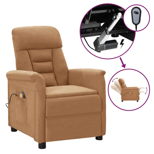 vidaXL Elektrisk massagefåtölj taupe konstmocka