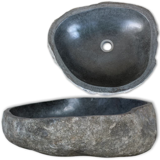 vidaXL Handfat flodsten oval 29-38 cm