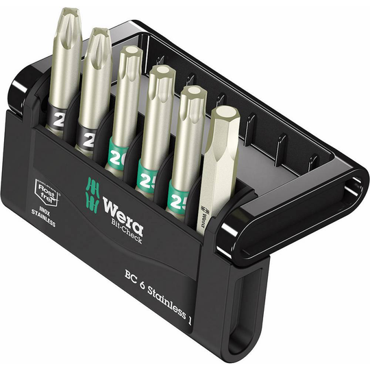 Wera Bit-Check 6 Stainless 1 05073634001 Bit-Set 6 delar Inner-TORX, Inner-sexkantig, Stjärnspår Pozidriv