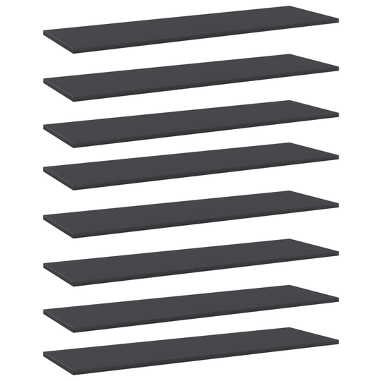 vidaXL Hyllplan 8 st grå 100x30x1,5 cm spånskiva