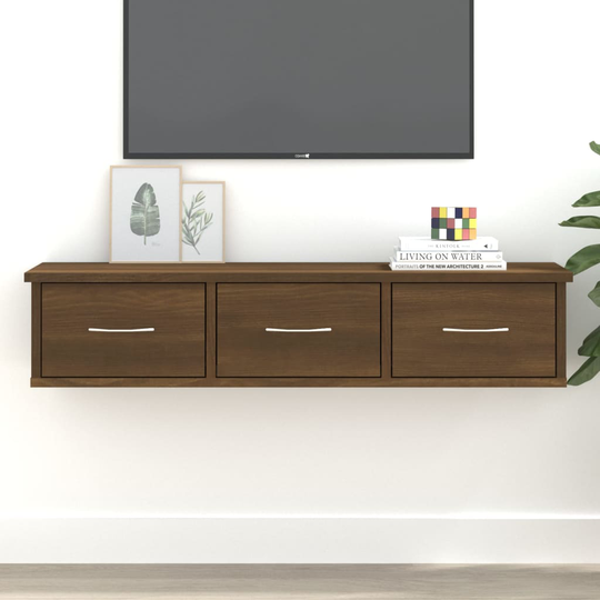 vidaXL Tv-bänk för vägg brun ek 88x26x18,5 cm konstruerat trä