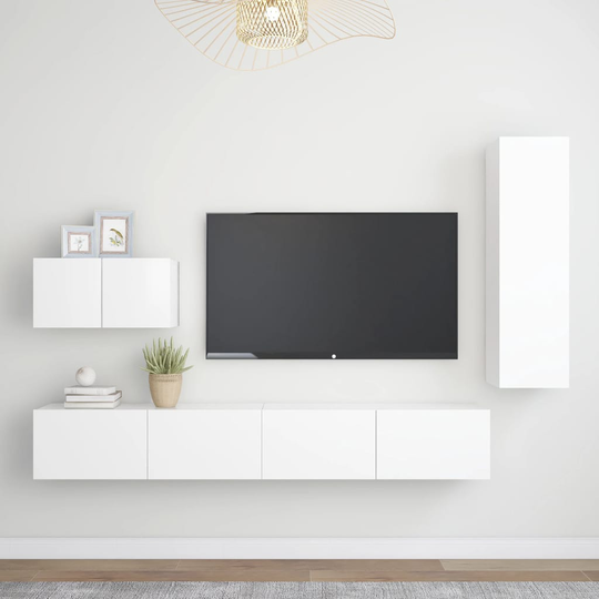 vidaXL TV-skåp 4 delar vit spånskiva