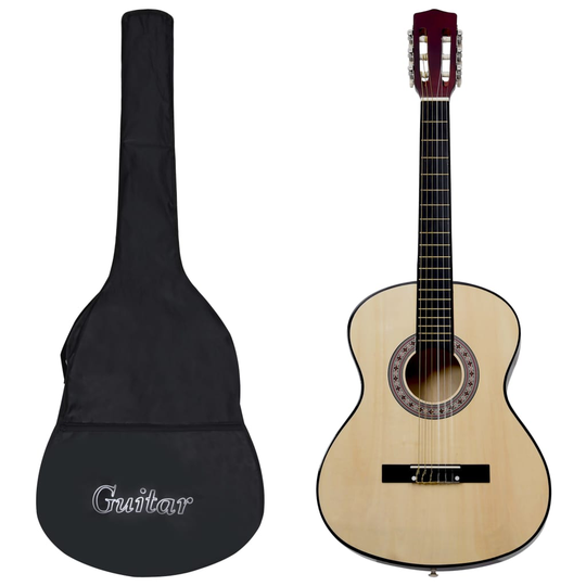 vidaXL Klassiskt gitarrset 12 delar klassisk 4/4 39"