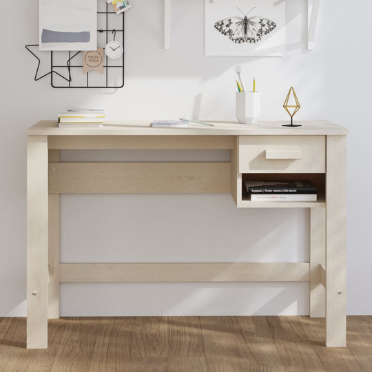 vidaXL Skrivbord honungsbrun 110x40x75 cm massiv furu