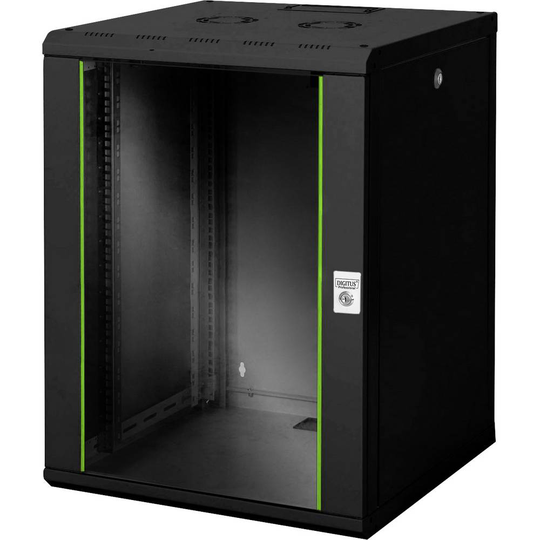 Digitus DN-19 16U-6/6-SW 19 väggskåp (B x H x D) 600 x 820 x 600 mm 16 U Svart, Svart (RAL 9005)