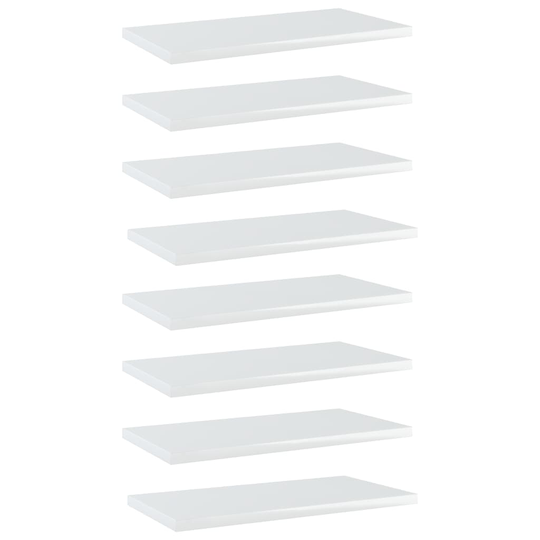 vidaXL Hyllplan 8 st vit högglans 40x20x1,5 cm spånskiva