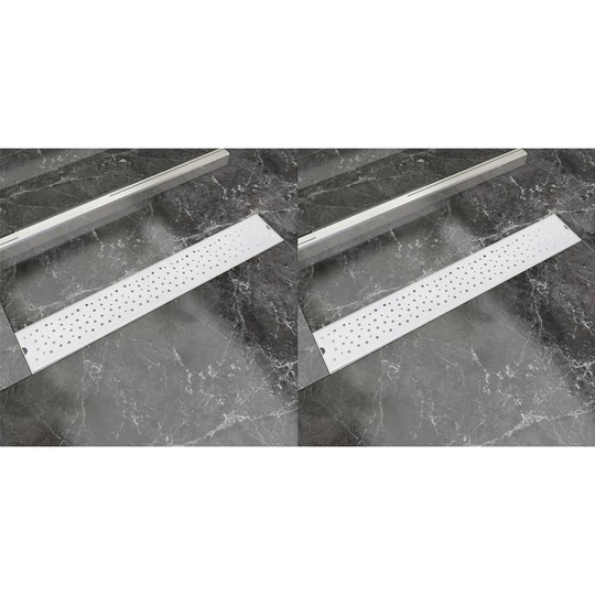 vidaXL Avlång golvbrunn 2 st bubblor rostfritt stål 730x140 mm