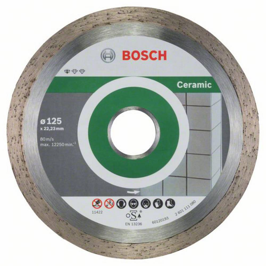 Diamantkapskiva Standard för keramik, 125 x 22,23 x 1,6 x 7 mm, 10-pack Bosch Accessories 2608603232 Diameter 125 mm Inner-Ø 22.23 mm 10 st