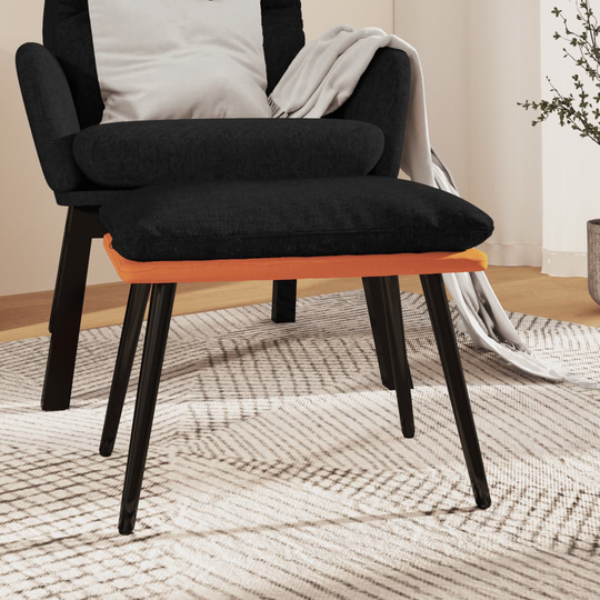 vidaXL Fotpall svart & orange 45x29,5x39 cm tyg & konstläder