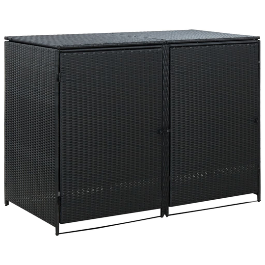 vidaXL Skjul för 2 soptunnor konstrotting 148x80x111 cm svart