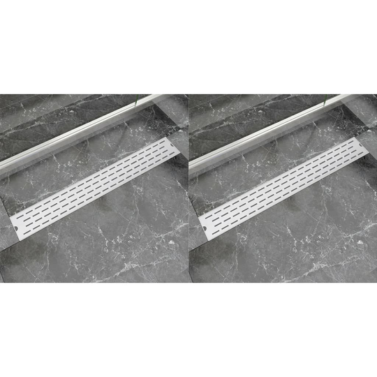 vidaXL Avlång golvbrunn 2 st rak rostfritt stål 830x140 mm
