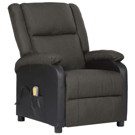vidaXL Massagefåtölj mörkgrå konstläder och tyg