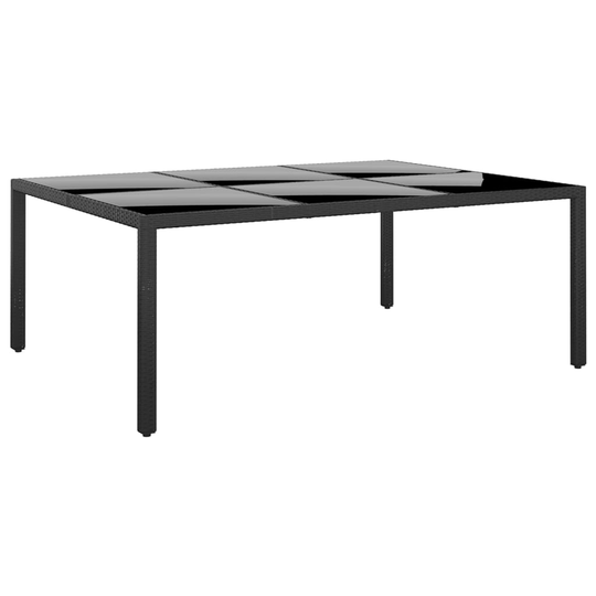 vidaXL Utebord 200x150x75 cm härdat glas och konstrotting svart