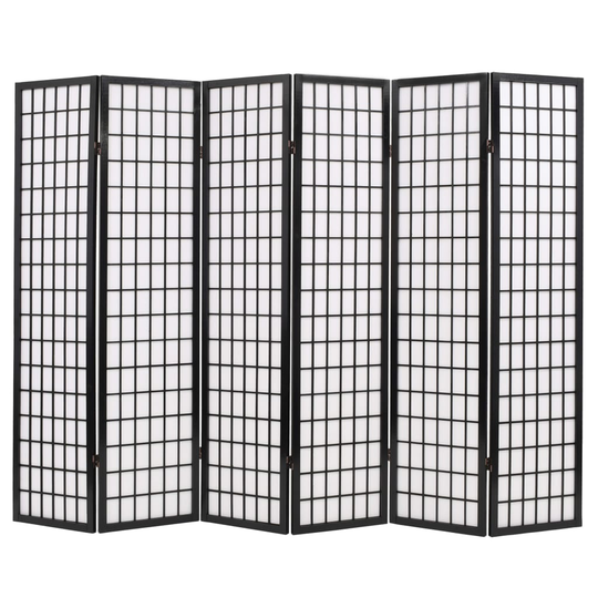 vidaXL Rumsavdelare med 6 paneler japansk stil 240x170 cm svart