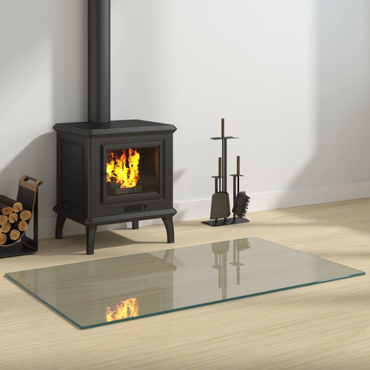 vidaXL Glasskiva för öppen spis rektangulär 100x60 cm
