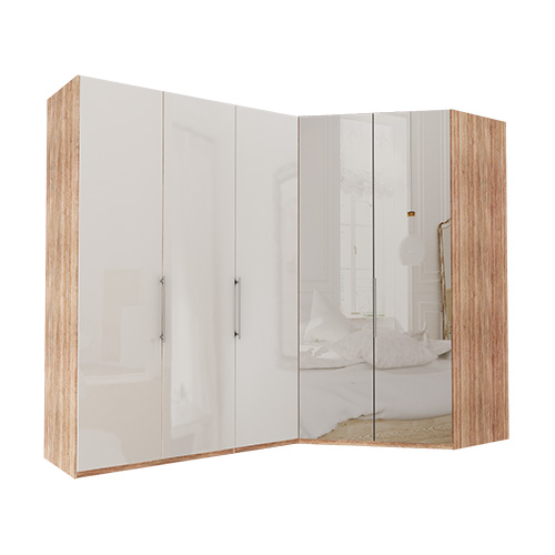 Garderob Atlanta - Ljus rustik ek 150 cm, 216 cm, Walk-in