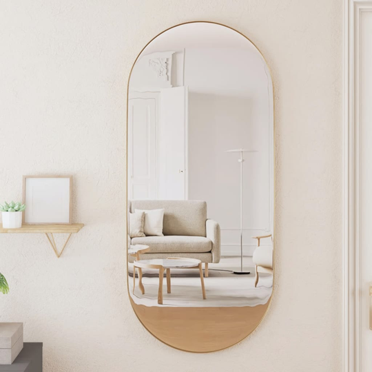 vidaXL Väggmonterad spegel guld 40x90 cm ovan
