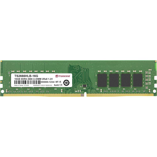 Transcend TS2666HLB-16G Internminne Desktop Modul 16 GB 1 x 16 GB DDR4 2666 MHz CL19