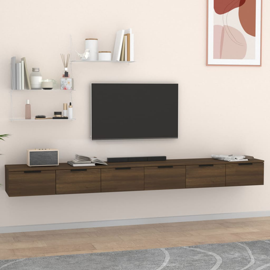 vidaXL Väggskåp 2 st brun ek 102x30x20 cm konstruerat trä