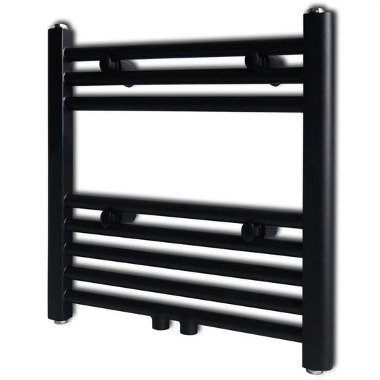vidaXL Handdukstork centralvärme element rak svart 480 x 480 mm