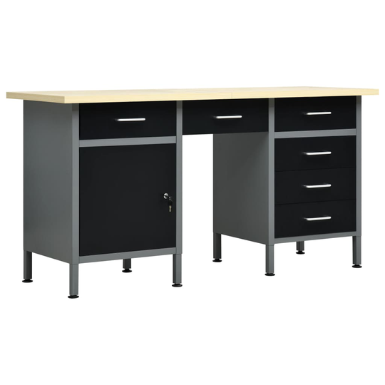 vidaXL Arbetsbänk svart 160x60x85 cm stål