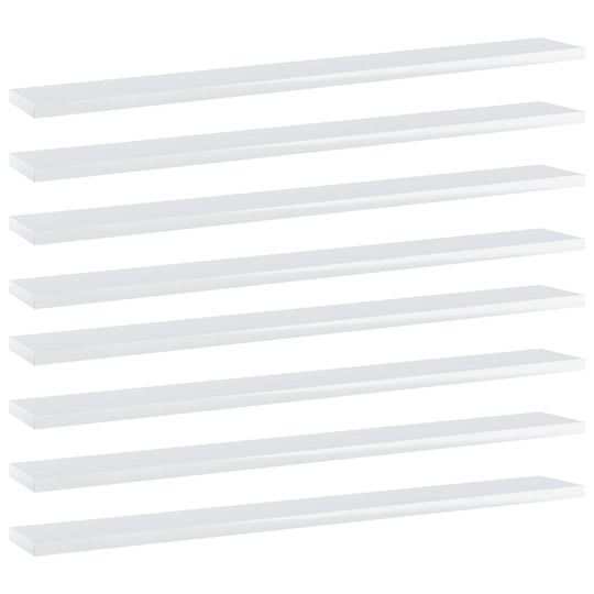 vidaXL Hyllplan 8 st vit högglans 80x10x1,5 cm spånskiva