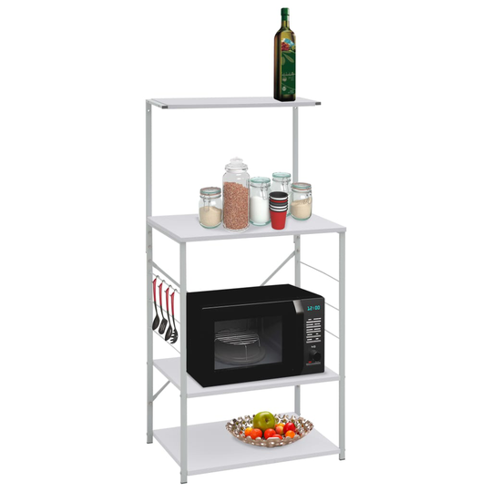 vidaXL Hylla för mikrovågsugn vit 60x39,6x123 cm spånskiva