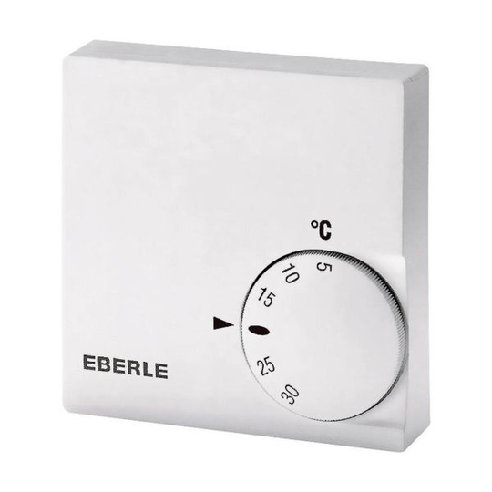 Eberle RTR-E 6121 Rumstermostat bimetall, 230V, 5-30 °C Utvändig ratt, 1-pol