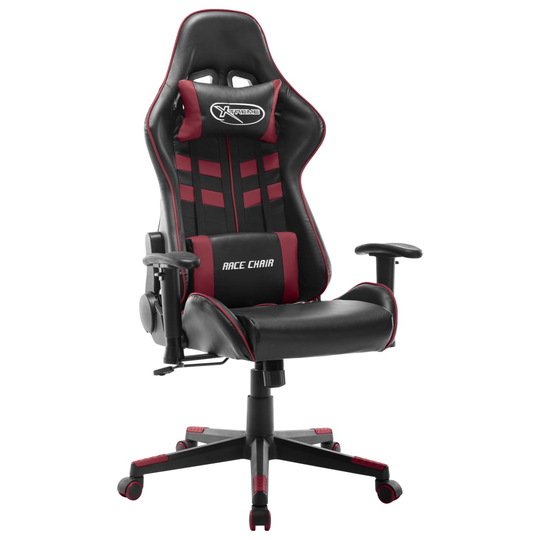 vidaXL Gamingstol svart och vinröd konstläder